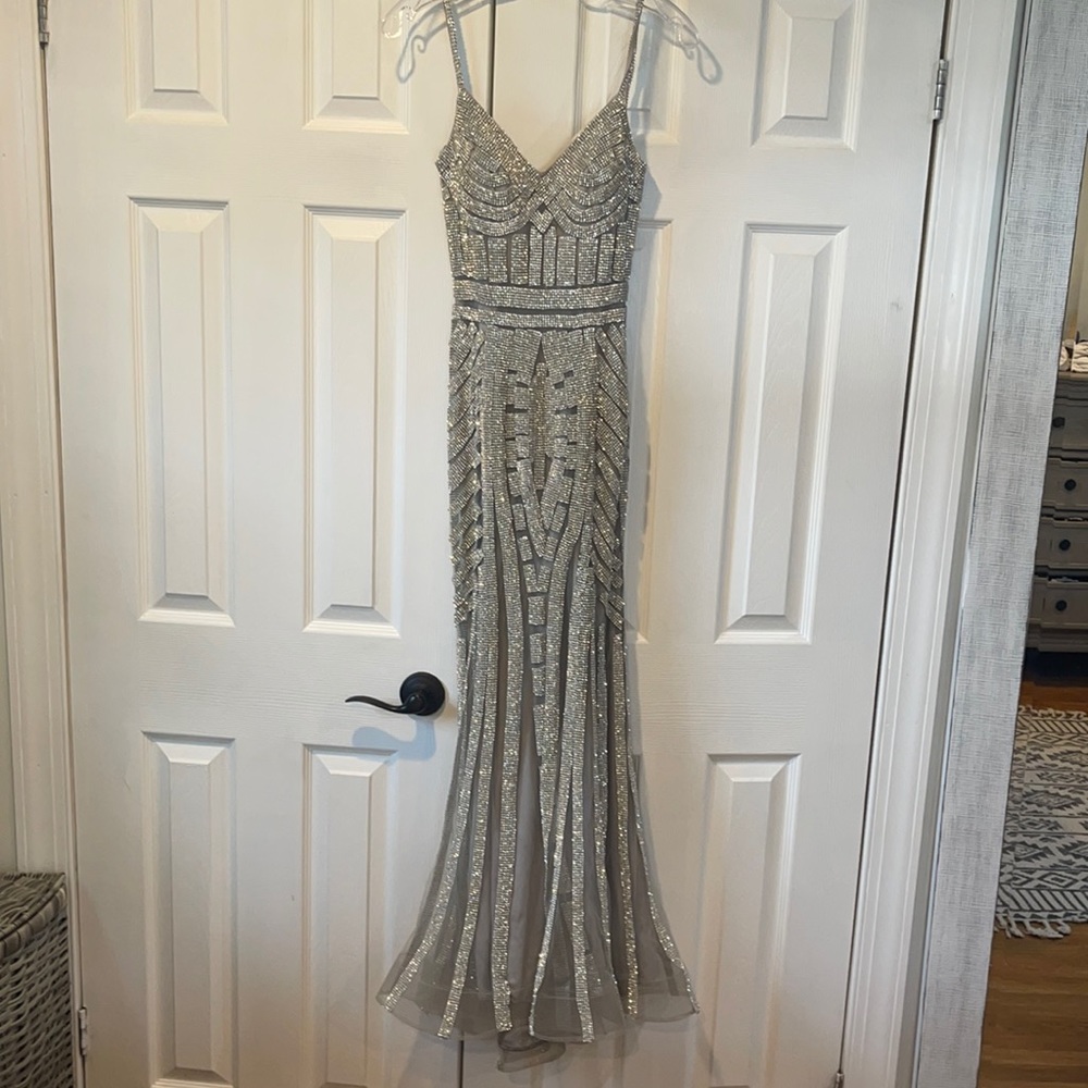 Silver sparkle long gown